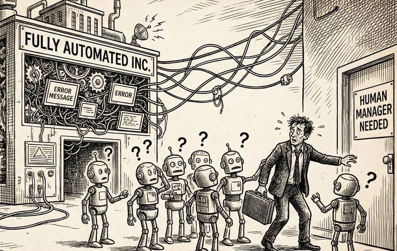 human-free firm - editorial illustration for Human-Free Firm